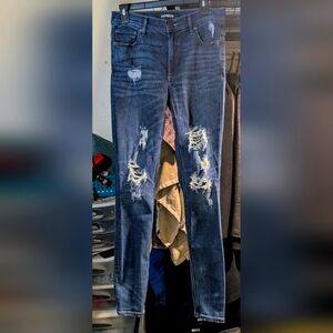 Express Women's High Rise Destroyed Jeggings